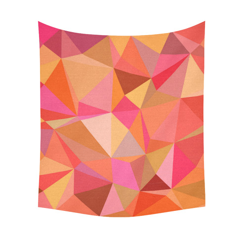 Red Orange Pink Geometric Triangles Cotton Linen Wall Tapestry 51"x 60"