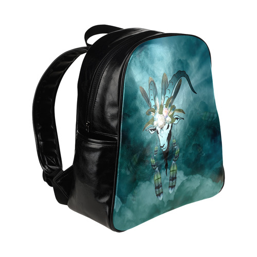 The billy goat with feathers and flowers Multi-Pockets Backpack (Model 1636)