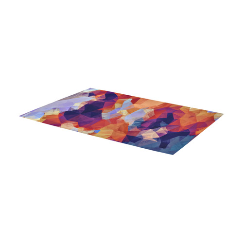 psychedelic geometric polygon pattern abstract in orange brown blue purple Area Rug 7'x3'3''