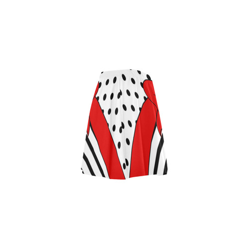 Polka Dots Stripes black white Ribbon red Mini Skating Skirt (Model D36)