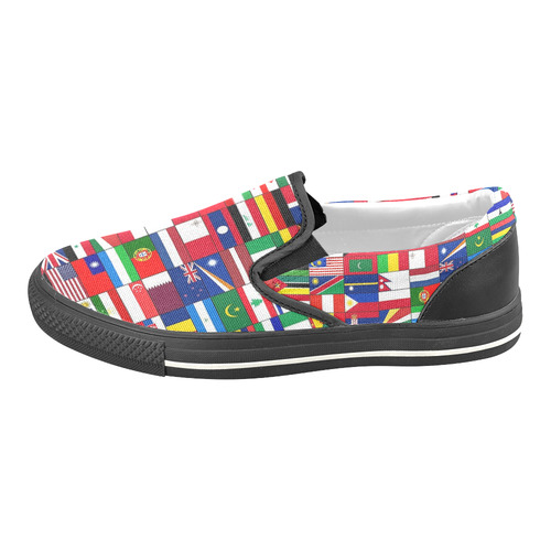 WORLD FLAGS 2 Women's Slip-on Canvas Shoes/Large Size (Model 019)