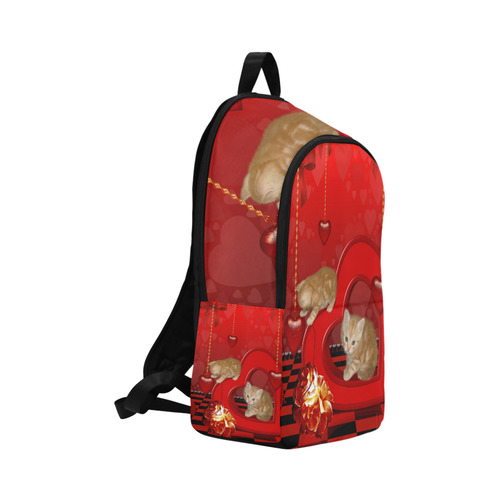 Cute kitten with hearts Fabric Backpack for Adult (Model 1659)