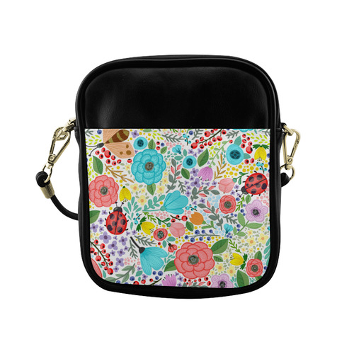 Colorful Floral Pattern With Ladybugs Sling Bag (Model 1627)