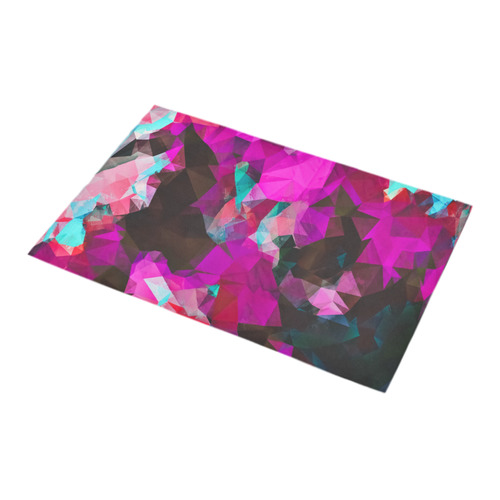 psychedelic geometric polygon abstract pattern in purple pink blue Bath Rug 16''x 28''