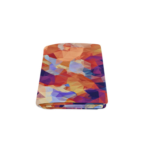 psychedelic geometric polygon pattern abstract in orange brown blue purple Blanket 50"x60"