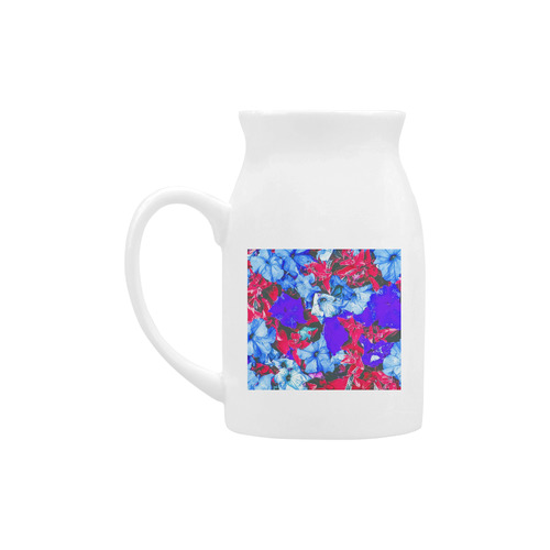 closeup flower texture abstract in blue purple red Milk Cup (Large) 450ml