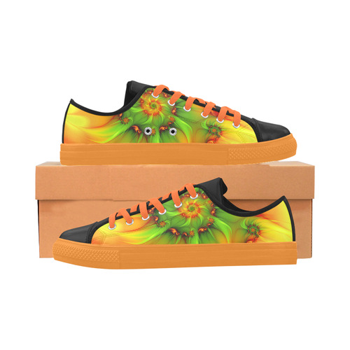 Hot Summer Green Orange Abstract Colorful Fractal Aquila Microfiber Leather Women's Shoes/Large Size (Model 031)