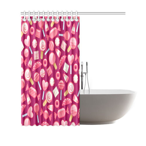 Sweet Candy Cane Love Hearts Shower Curtain 69"x70"