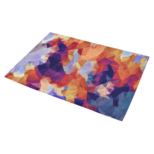 psychedelic geometric polygon pattern abstract in orange brown blue purple Azalea Doormat 30" x 18" (Sponge Material)