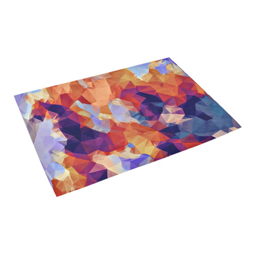 psychedelic geometric polygon pattern abstract in orange brown blue purple Azalea Doormat 24" x 16" (Sponge Material)