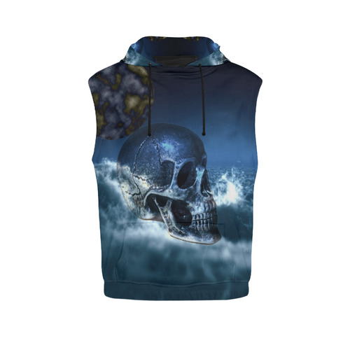 Skull and Moon All Over Print Sleeveless Hoodie for Men (Model H15)