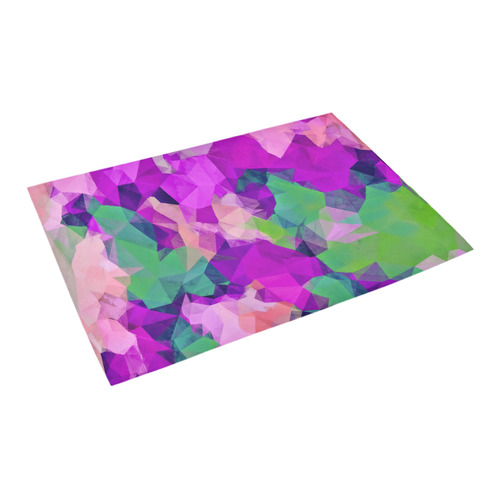 psychedelic geometric polygon pattern abstract in pink purple green Azalea Doormat 24" x 16" (Sponge Material)