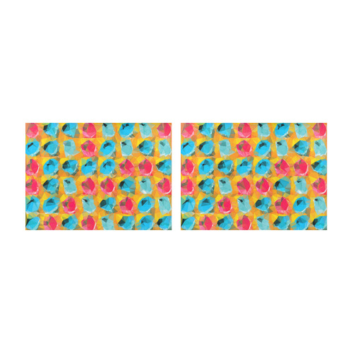 geometric polygon abstract pattern in blue orange red Placemat 14’’ x 19’’ (Two Pieces)