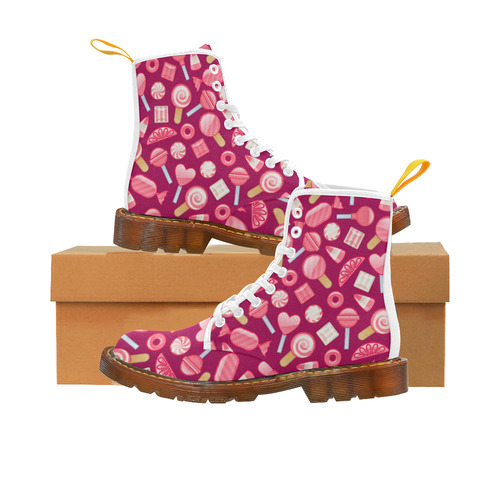 Sweet Candy Cane Love Hearts Martin Boots For Women Model 1203H