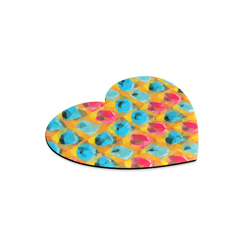 geometric polygon abstract pattern in blue orange red Heart-shaped Mousepad