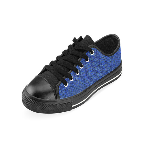 Shades_of_Blue Low Top Canvas Shoes for Kid (Model 018)