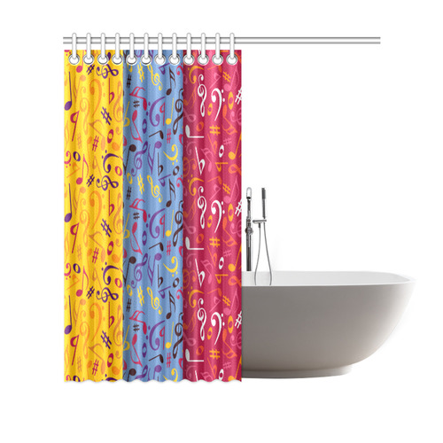 Red Blue Orange Music Notes Shower Curtain 69"x70"