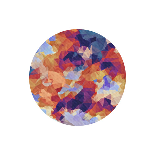 psychedelic geometric polygon pattern abstract in orange brown blue purple Round Mousepad