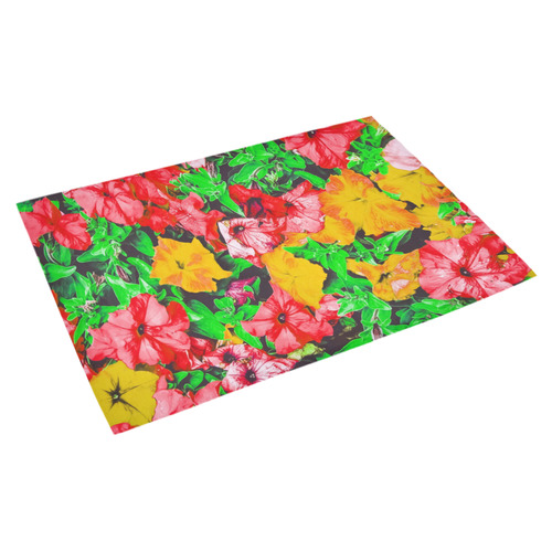 closeup flower abstract background in pink red yellow with green leaves Azalea Doormat 30" x 18" (Sponge Material)