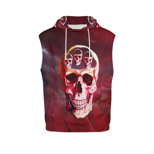 Funny Skulls All Over Print Sleeveless Hoodie for Men (Model H15)