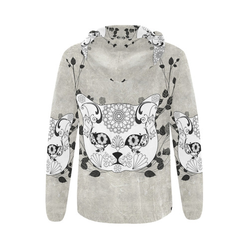 Wonderful sugar cat skull All Over Print Full Zip Hoodie for Women (Model H14)