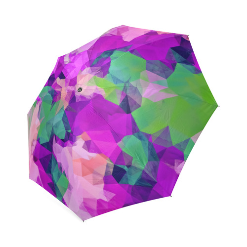 psychedelic geometric polygon pattern abstract in pink purple green Foldable Umbrella (Model U01)