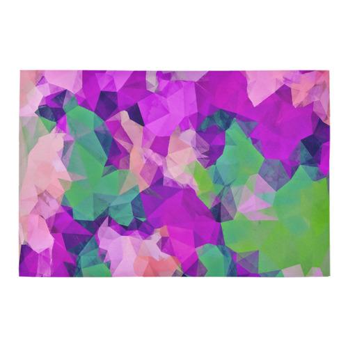 psychedelic geometric polygon pattern abstract in pink purple green Azalea Doormat 24" x 16" (Sponge Material)