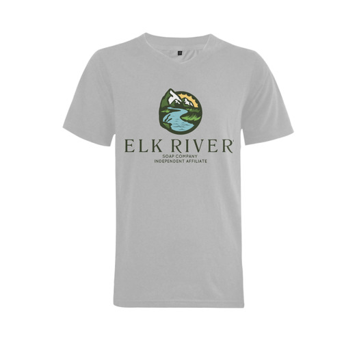 Elk River Affiliate Gray B&T Men's V-Neck T-shirt  Big Size(USA Size) (Model T10)