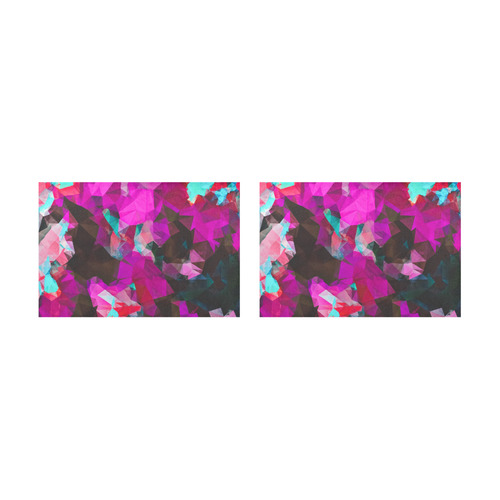 psychedelic geometric polygon abstract pattern in purple pink blue Placemat 12’’ x 18’’ (Set of 2)
