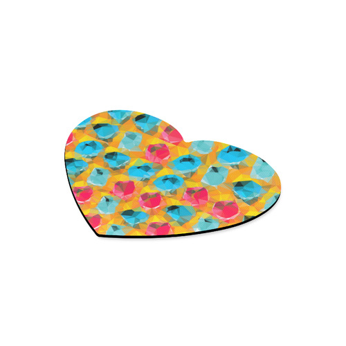 geometric polygon abstract pattern in blue orange red Heart-shaped Mousepad