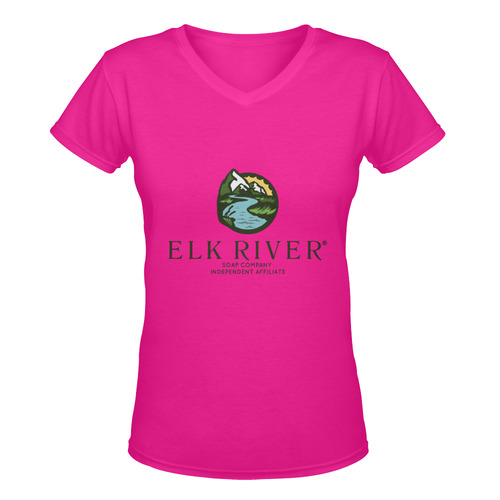 Elk River Affiliate Hot Pink V neck Women's Deep V-neck T-shirt (Model T19)