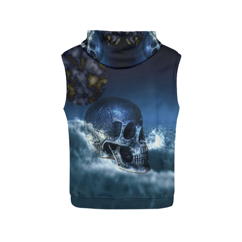 Skull and Moon All Over Print Sleeveless Hoodie for Men (Model H15)