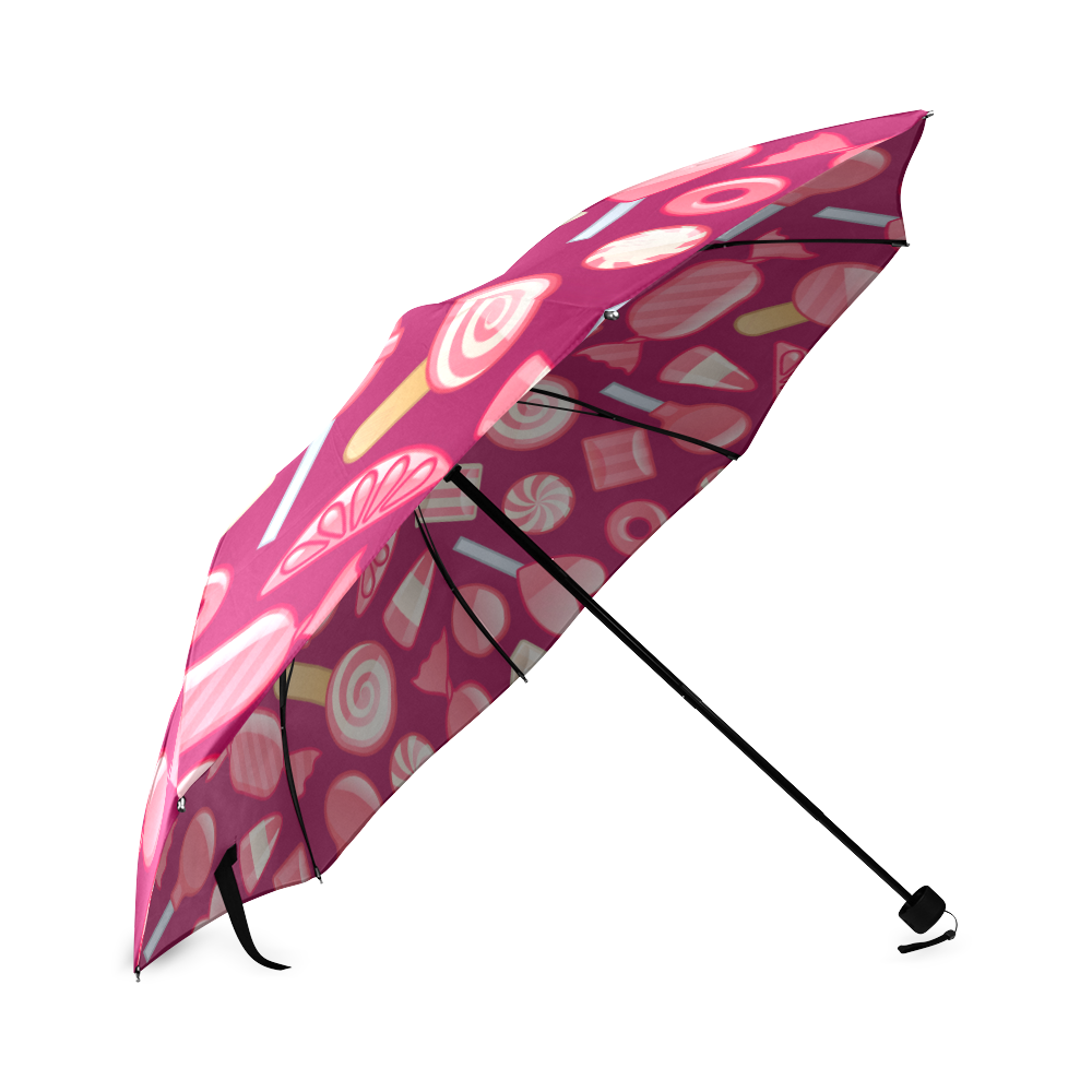 Sweet Candy Cane Love Hearts Foldable Umbrella (Model U01) ID D1654502