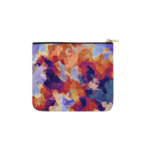 psychedelic geometric polygon pattern abstract in orange brown blue purple Carry-All Pouch 6''x5''