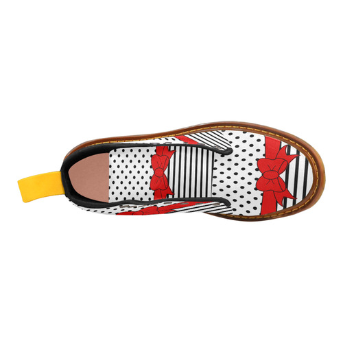 Polka Dots Stripes black white Comic Ribbon red Martin Boots For Women Model 1203H