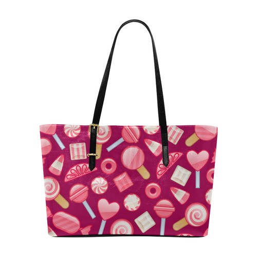 Sweet Candy Cane Love Hearts Euramerican Tote Bag/Large (Model 1656)