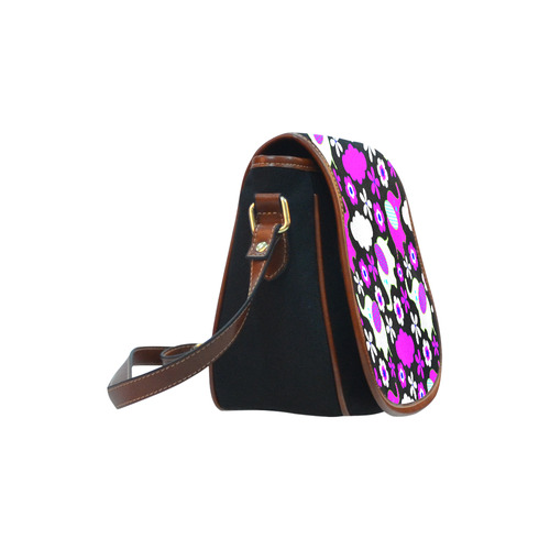 Cute Pink Elephants Floral Pattern Saddle Bag/Small (Model 1649)(Flap Customization)