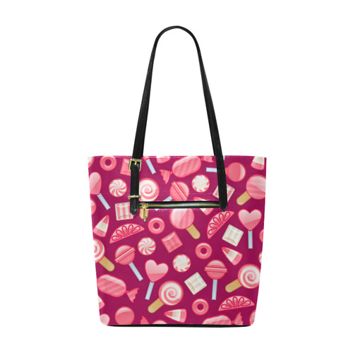 Sweet Candy Cane Love Hearts Euramerican Tote Bag/Small (Model 1655)
