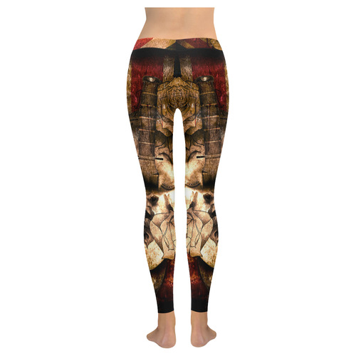 Grunge Skull and British Flag Women's Low Rise Leggings (Invisible Stitch) (Model L05)