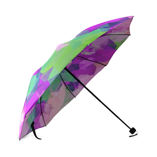 psychedelic geometric polygon pattern abstract in pink purple green Foldable Umbrella (Model U01)