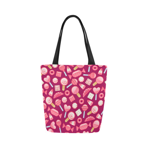 Sweet Candy Cane Love Hearts Canvas Tote Bag (Model 1657)