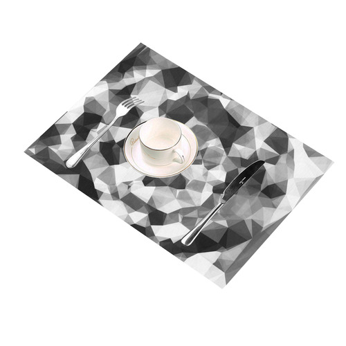 contemporary geometric polygon abstract pattern in black and white Placemat 14’’ x 19’’ (Two Pieces)