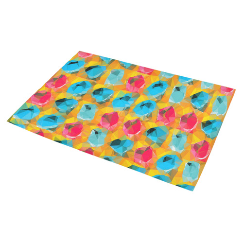 geometric polygon abstract pattern in blue orange red Azalea Doormat 30" x 18" (Sponge Material)