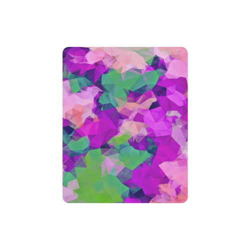 psychedelic geometric polygon pattern abstract in pink purple green Rectangle Mousepad