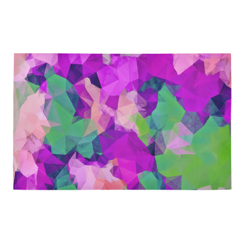 psychedelic geometric polygon pattern abstract in pink purple green Bath Rug 20''x 32''