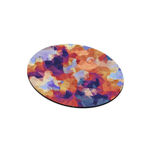 psychedelic geometric polygon pattern abstract in orange brown blue purple Round Mousepad