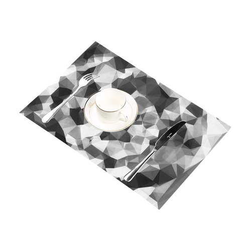 contemporary geometric polygon abstract pattern in black and white Placemat 12’’ x 18’’ (Set of 4)