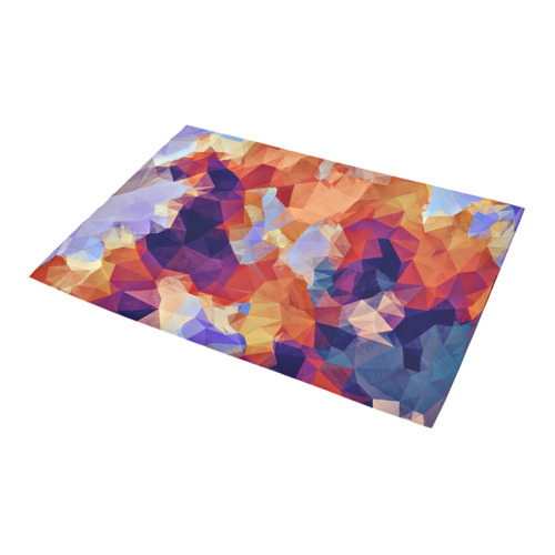 psychedelic geometric polygon pattern abstract in orange brown blue purple Azalea Doormat 24" x 16" (Sponge Material)