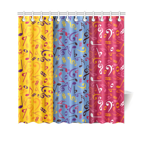 Red Blue Orange Music Notes Shower Curtain 69"x70"