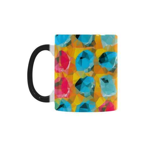 geometric polygon abstract pattern in blue orange red Custom Morphing Mug